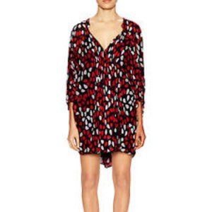 Diane Von Furstenberg Fleurette Silk Dress in Red (Floral Petals Poppy)